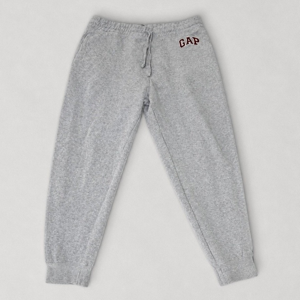 Gap Sweatpants XL Gray Joggers Fleece Arch Logo Drawstring Mens